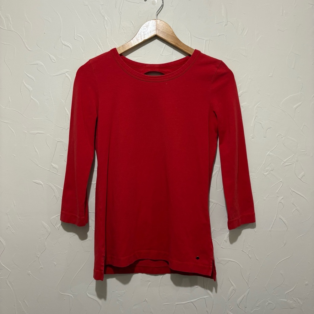 Kate Spade New York red 3-quarter sleeve bow detail top (XS)